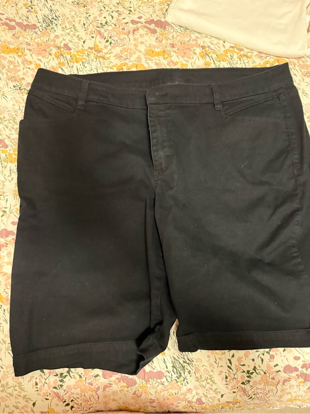 Lane Bryant Black Flat-Front Chino Shorts - Bermuda